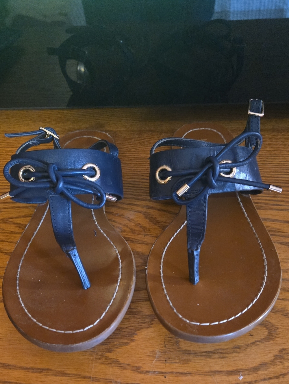 Kate Spade Navy Bow Thong Sandals